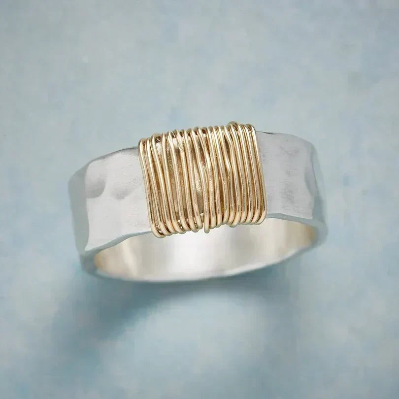 Silver and Gold Wire Wrapped Ring